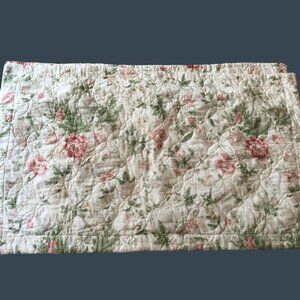 Laura Ashley Floral Quilted Pillow Shams Pink & Green Flowers Set of 2